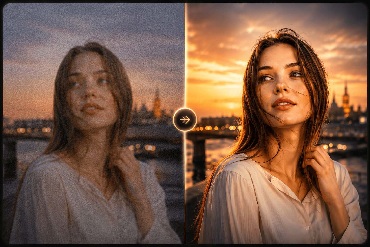 Пример улучшения фото: исходный кадр и результат в 4K
